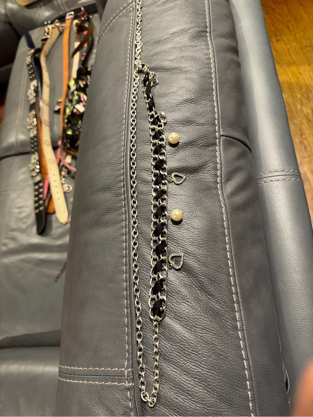 Woven Y2K Chain Charm Black and Silver Belt